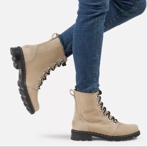 Sorel Lennox Lace Up Boot, Tan 7 LIKE NEW